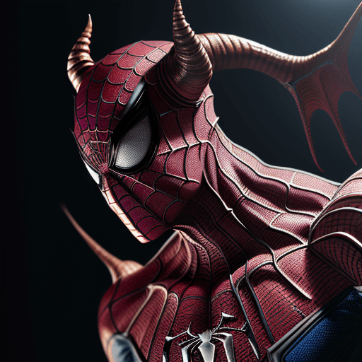 AI generated: devil monster  with the design and character of Spiderman The devil monster is gold and purple dark,...