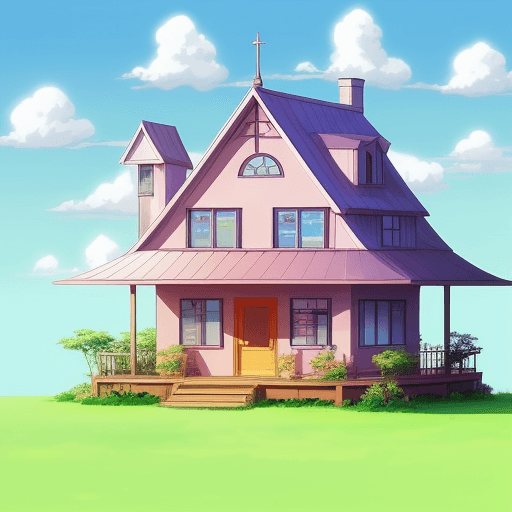 AI generated: Anime, cartoon beautiful background, dream house