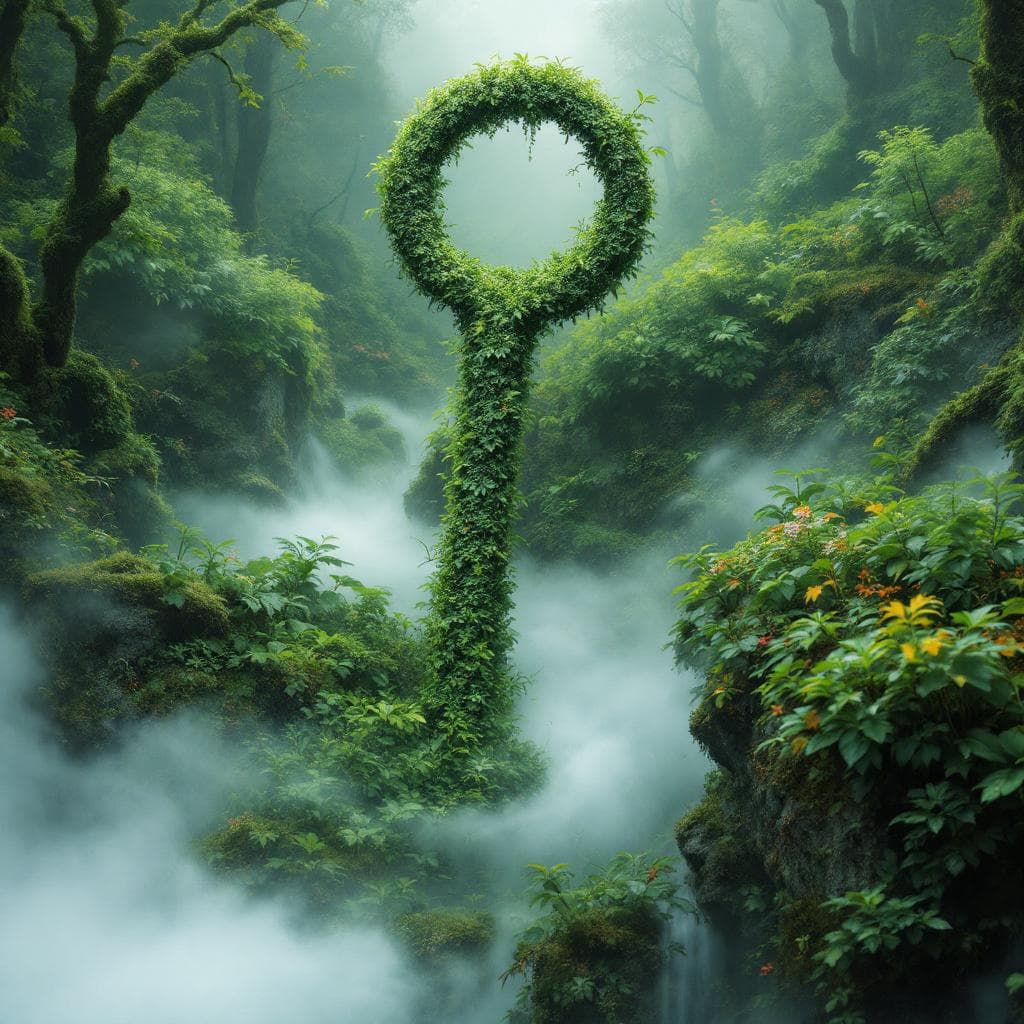 AI generated: Create a key made of nature going through all the seasons like forest deserts and Mountains  - Natur...