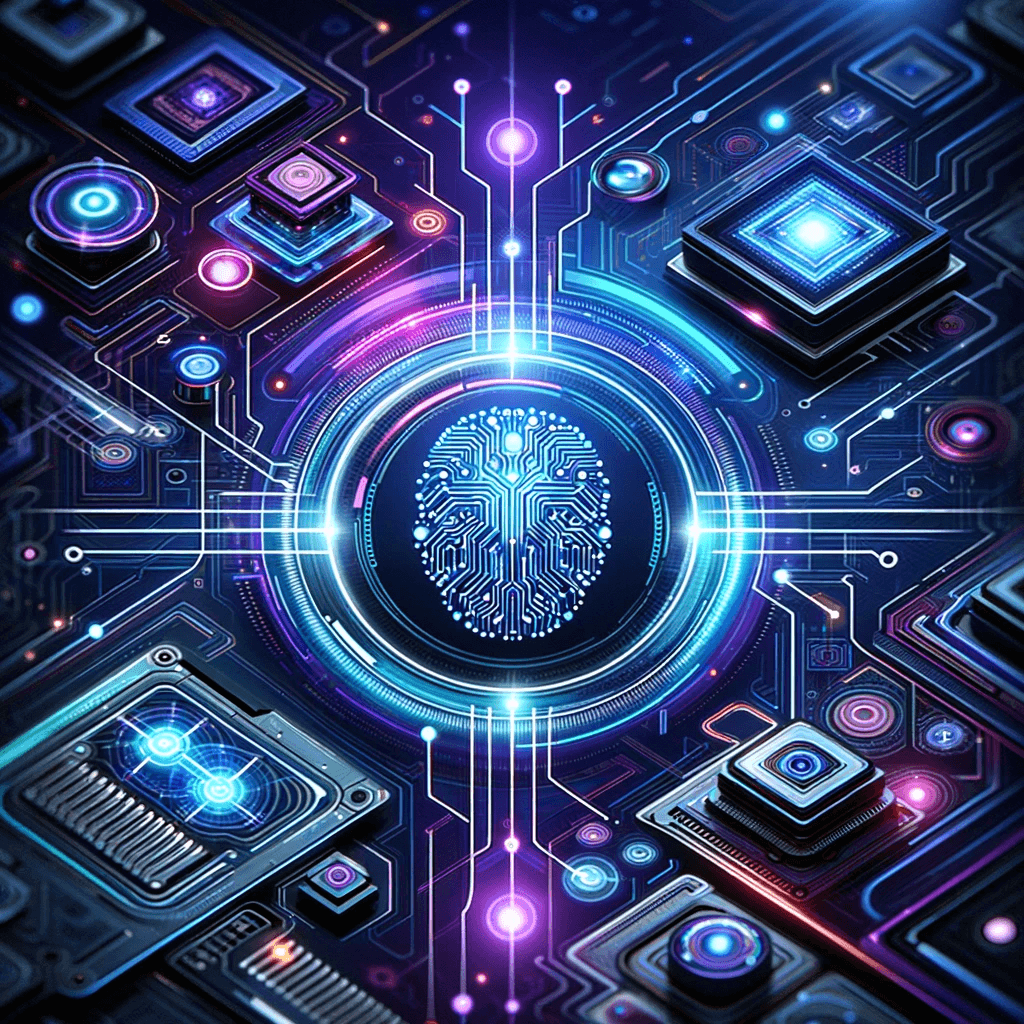 AI generated: Create a high-tech image with not too much realism, it should evoke the feeling of artificial intell...