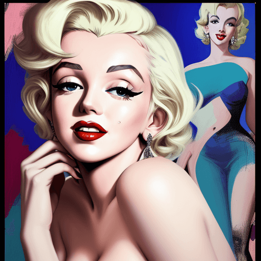 AI generated: Contemporary painting of Marilyn Monroe, undressed in fashionable clothes, glamour, creative, poster...