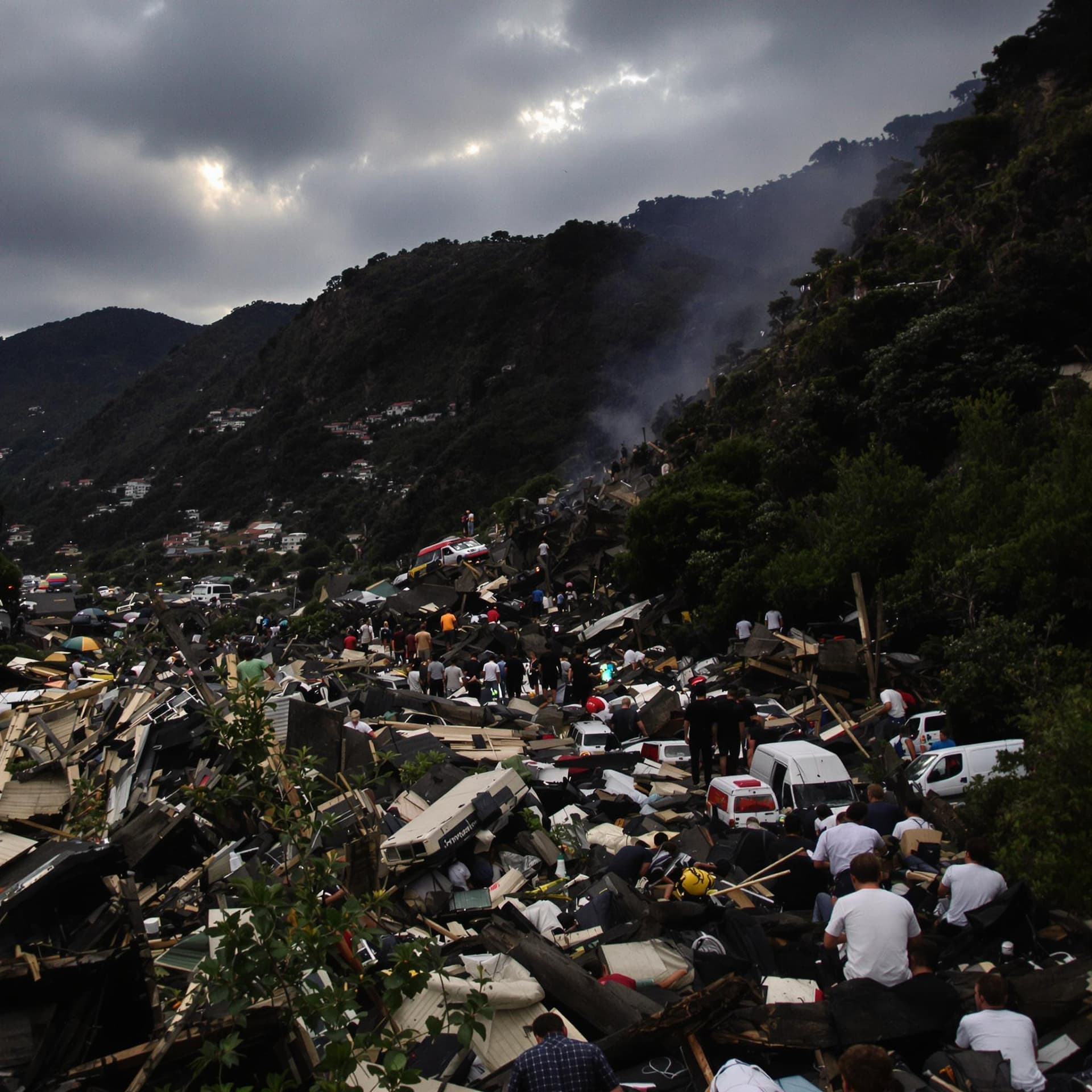 AI generated: dangerous accident in the hills of madeira, corporate retreat gone wrong, people dying, disaster in ...