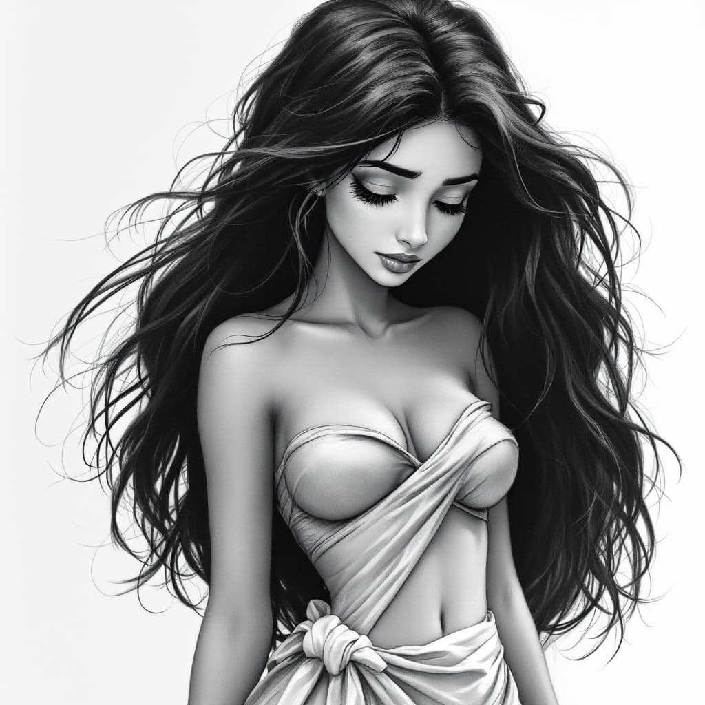 AI generated: full body view of Pencil Tip:
This black and white drawing is a surprisingly realistic pencil illust...