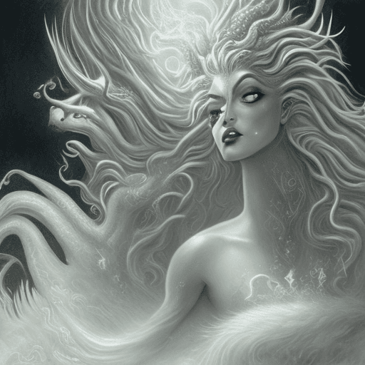 AI generated: A strikingly mystical creature, reminiscent of a large, magical female monster, takes center stage i...