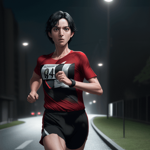 AI generated: a runner who surpasses many people in the paradise of hyper-realistic film style, 4k resolution, rad...