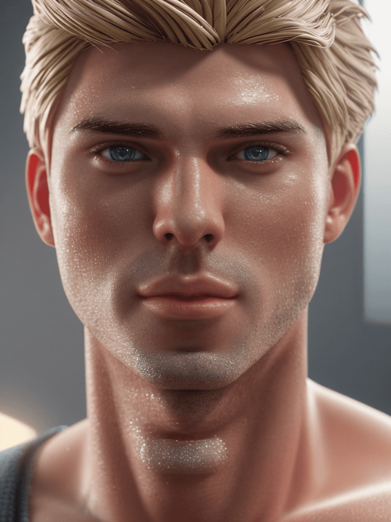 AI generated: a Ken from Barbie character, photorealistic, octane render, hyperrealistic, (skindentation:1. 3), (p...