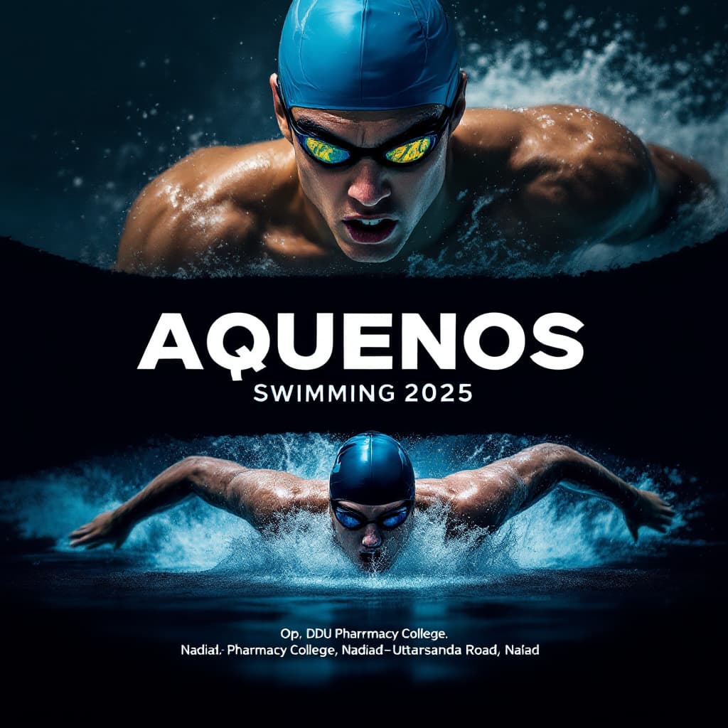 AI generated: Create a dynamic cinematic sports poster for swimming featuring swimmer young man age around 42 year...