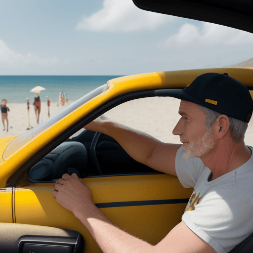 AI generated: foto de telefone de (Realistic, Close-up, White man, 40 to 50 years old, wearing denim shorts and ye...