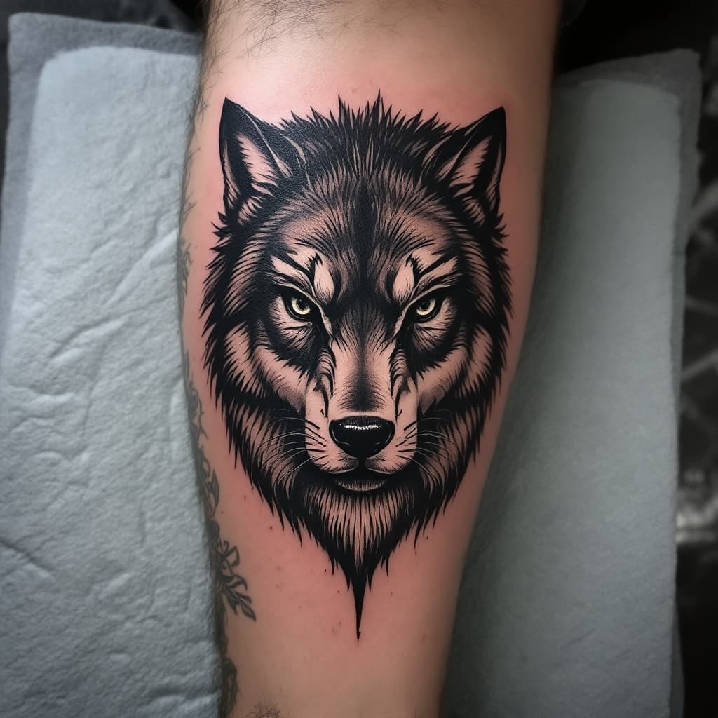 AI generated: uma tatuagem nas costas de uma pessoa na qual demostre um em como essa pessoa e forte com grande car...