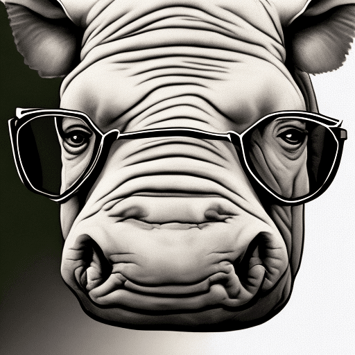 AI generated: A simple rhino face with doctor glasses on