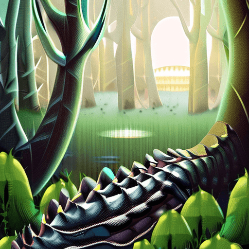 AI generated: Crocodile, fusion human, in forest, night time 