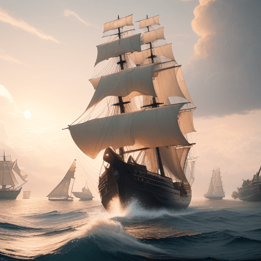 AI generated: Photo of a ultra realistic sailing ship, dramatic light, pale sunrise, cinematic lighting, battered,...