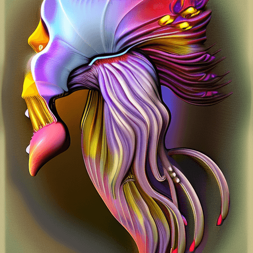 AI generated: Vampire close-up portrait ribcagel. jellyfish phoenix head, nautilus, orchid, skull, betta ,horse, b...