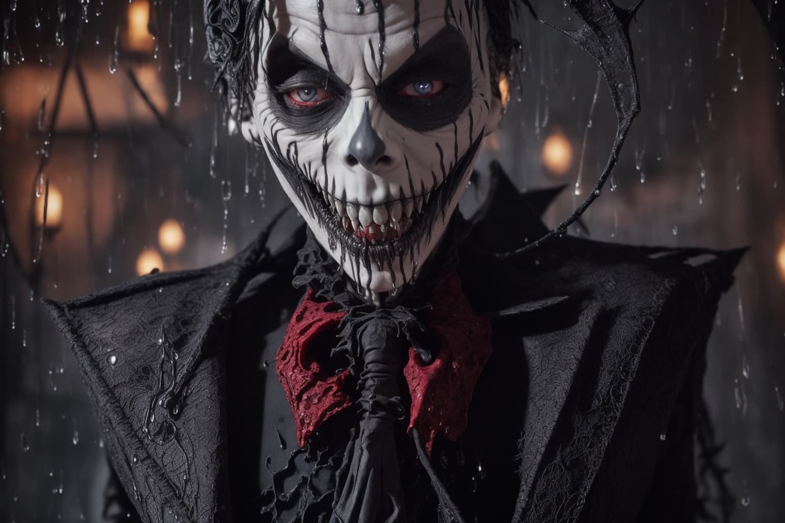 AI generated: jack skellington, surreal masterpiece of a gothic vampire, angry, gothic enchanted (adorned zentangl...