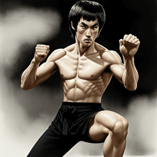 AI generated: bruce lee in action


