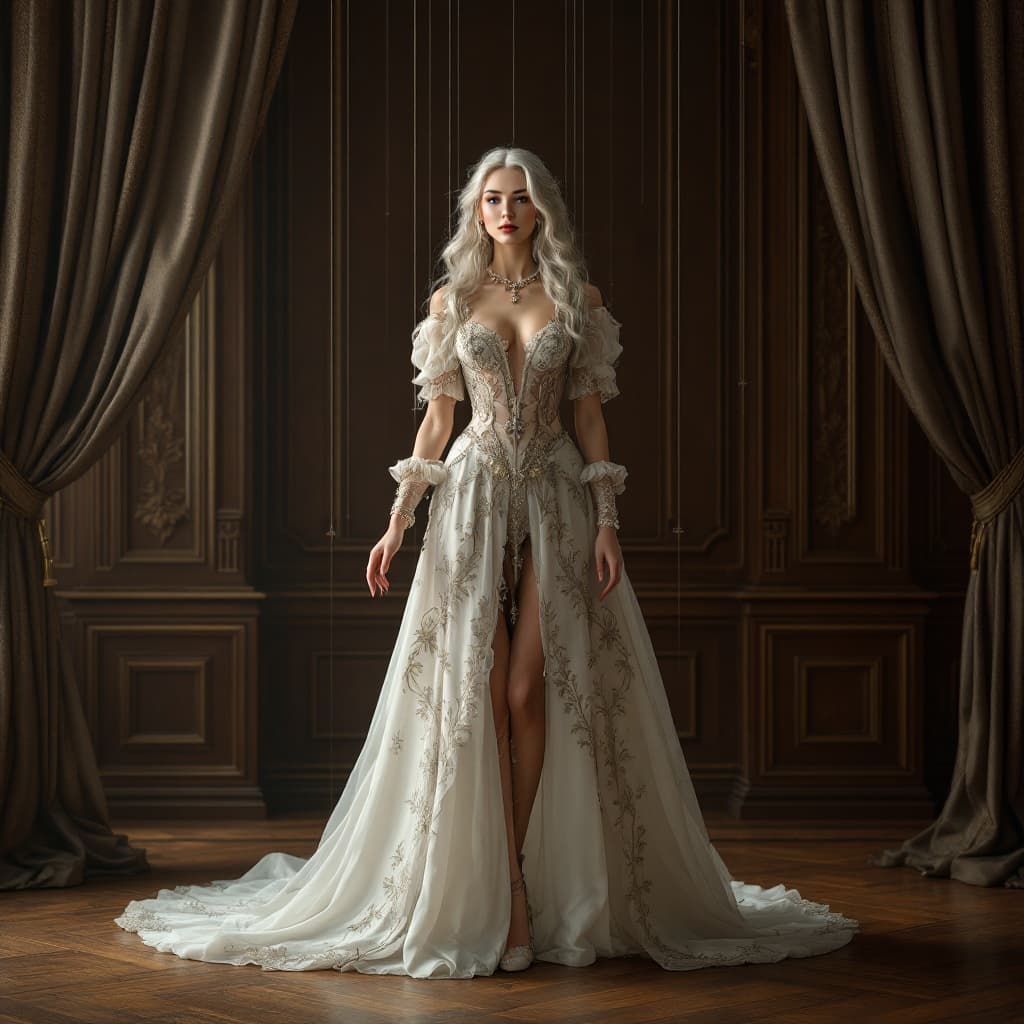 AI generated: a scene featuring a female model that combines elements of the extremely glamorous Victorian era wit...