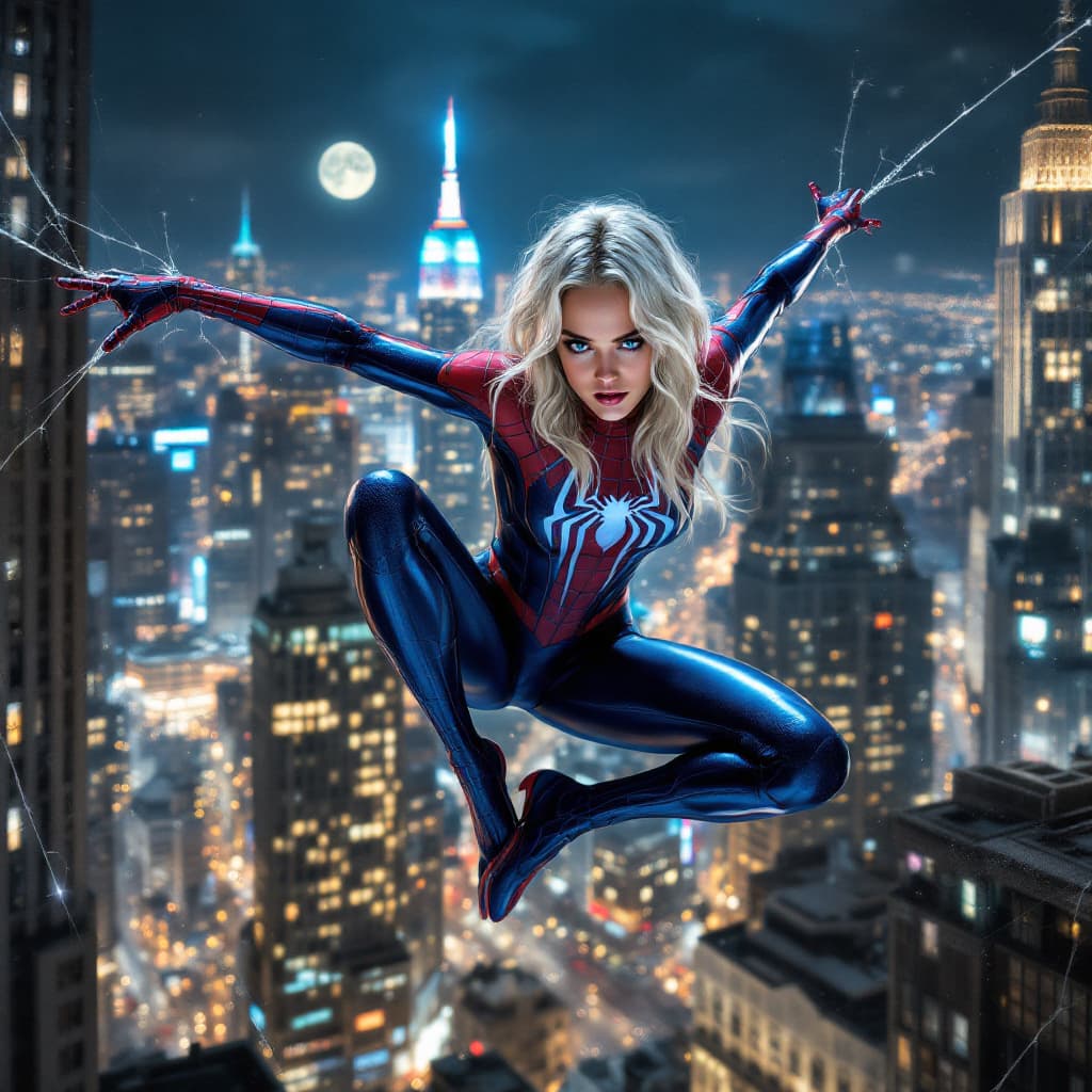 AI generated: Margot Robbie (Masterpiece, 4k resolution, ultra-realistic, very detailed), (White superhero theme, ...