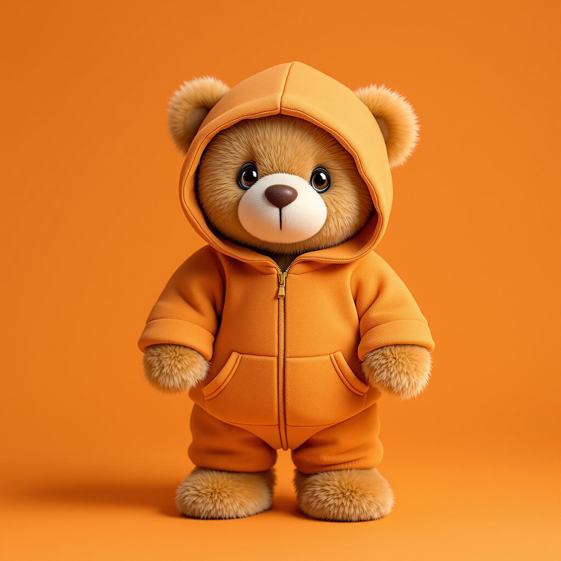 AI generated: The image features an adorable teddy bear as the main subject, presented against a monochromatic ora...