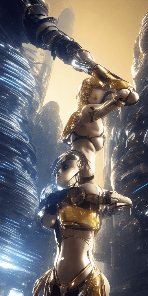 AI generated: Female character/space traveller/proportional figure/delicate features/alluring/cyberpunk armor/navi...