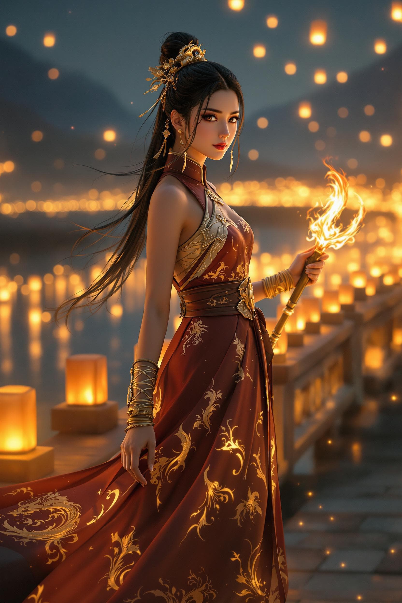 AI generated: Ultra-photorealistic cinematic film still of Alicia Vikander as Lan Yan, a reimagined character conc...