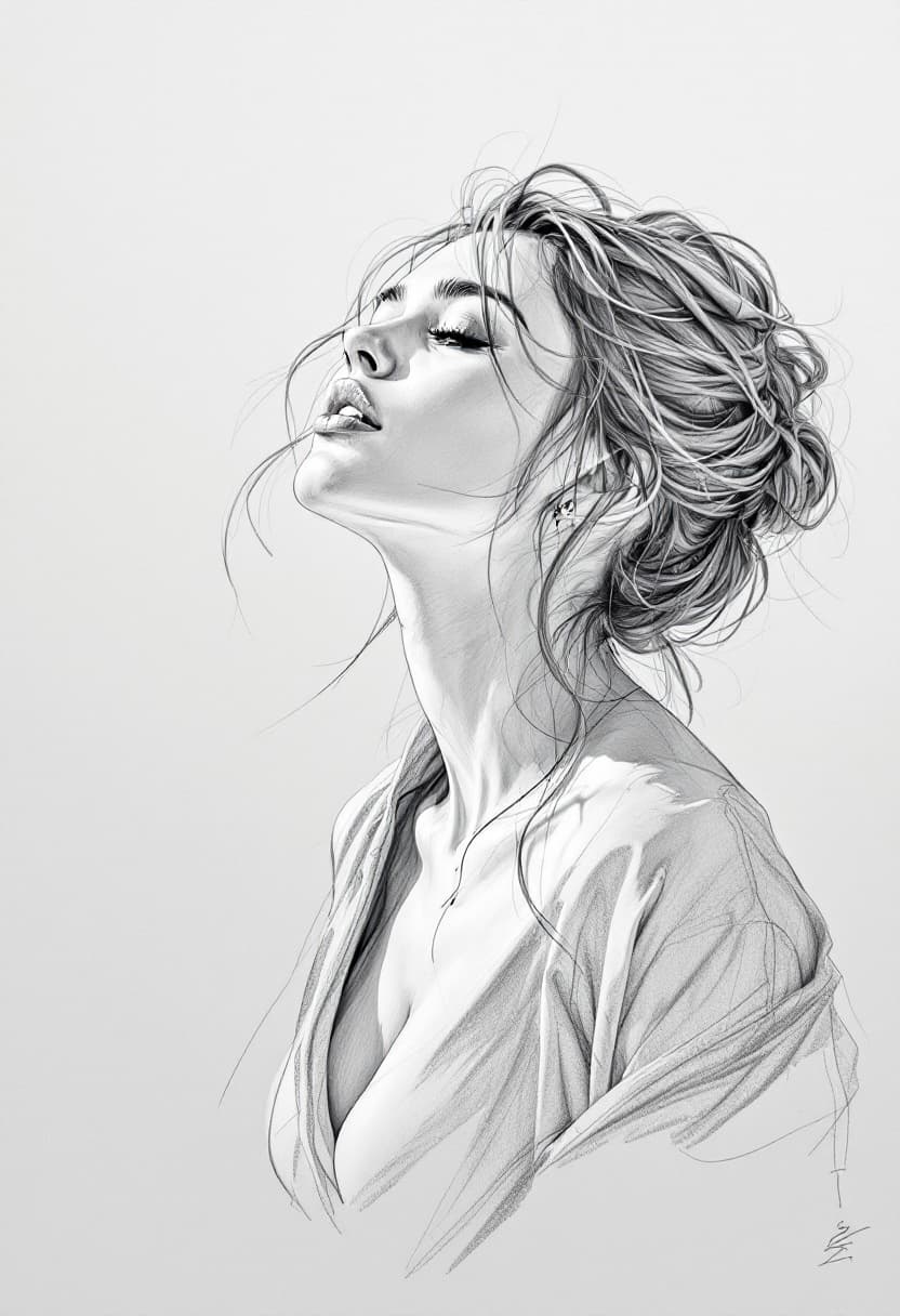 AI generated: Sketch, Beautiful colored pencil line art, Beautiful curves and lines, Fine brush technique, Beautif...