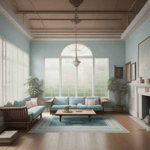 AI generated: High resolution photography interior design, dreamy sunken living room conversation pit, wooden floo...