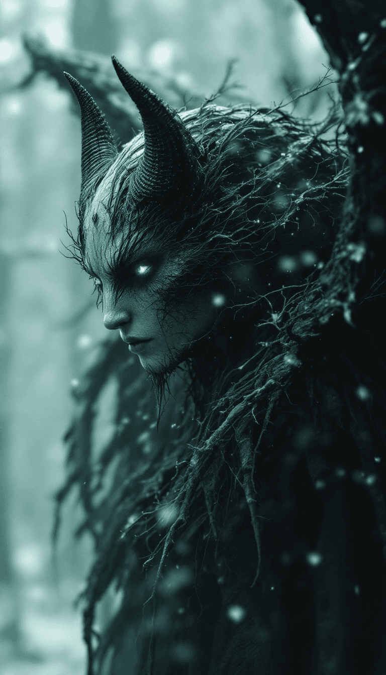 AI generated: Beast in the shape of angel, in the style of Tim  Burton,, Claude Monet , dystopian-style portraits,...
