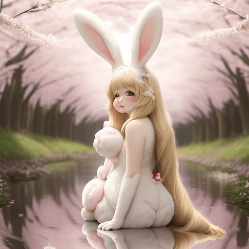AI generated: create a 4k digital ultra realistic masterpiece. Cherry blossom forest, valentines, Furry art, furry...