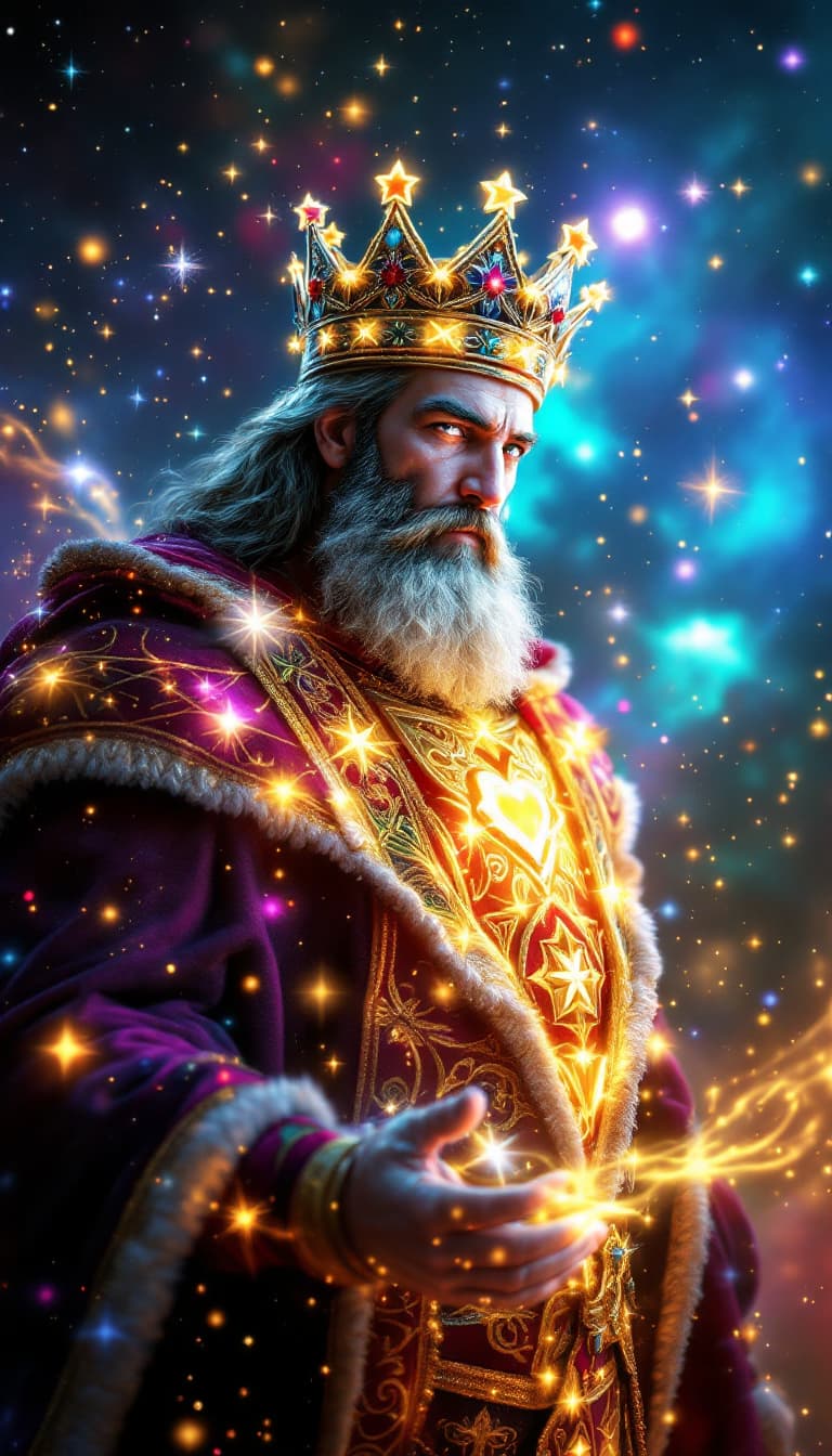 AI generated: Witness the extraordinary transformation as the King of Hearts card comes to life as a 3D hologram, ...