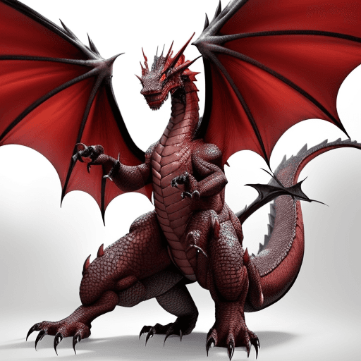 AI generated: Create a dragon: 10 meters tall, its skin covered with sharp, durable scales. The tail is massive, a...