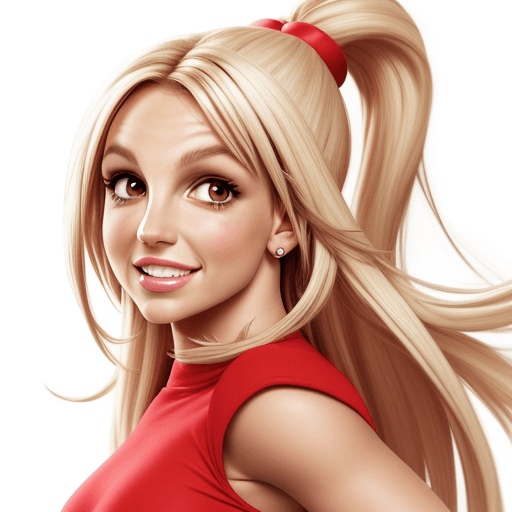 AI generated: Cartoon britney spears, headshot, white background, high quality, high image quality, smiling, carto...