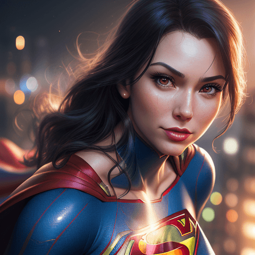 AI generated: a close up of a woman in a superman costume posing for a picture, superhero portrait, supergirl, 8k ...