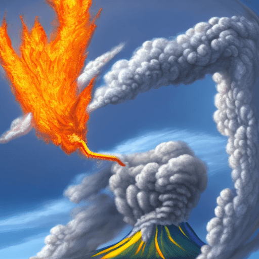 AI generated: giant flying mythical bird with smoke and burning ember coming off the tips of its feathers, emergin...