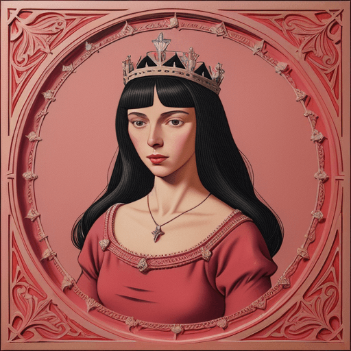 AI generated: \imagine a medieval young queen with big diamond illustration, in the style of r. kenton nelson, ISA...