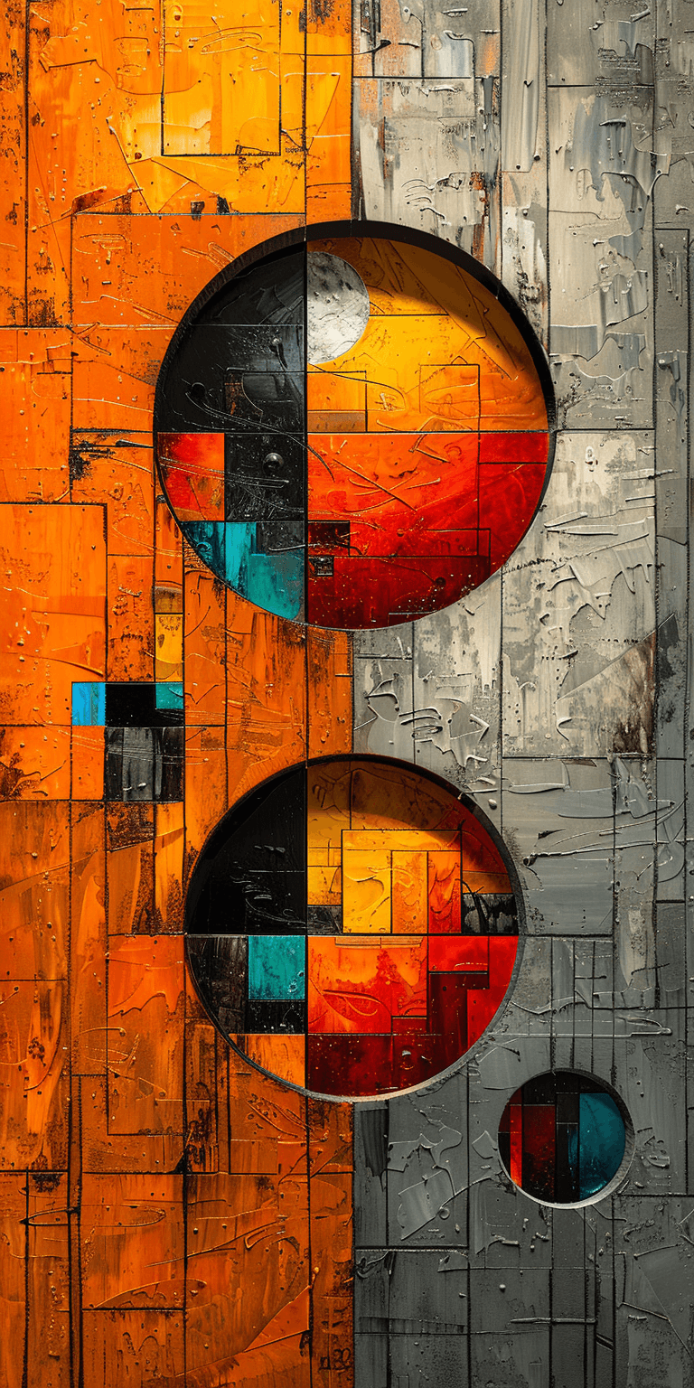 AI generated: abstract realism painting in orange and grey with modern brush techniques, in the style of Bauhaus f...