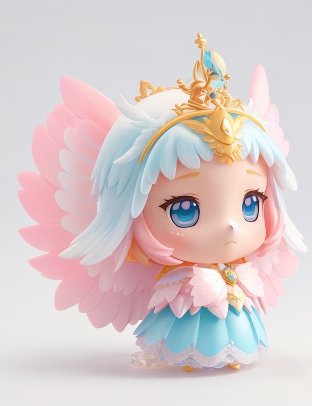 AI generated: (( volumetric lighting, very detail face, white background)), 3D model , Nendoroid style, Japanese m...
