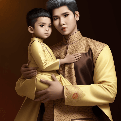 AI generated: malay man, wearing baju melayu and tanjak, holding kris, Highly defined, realistic light, wide angle