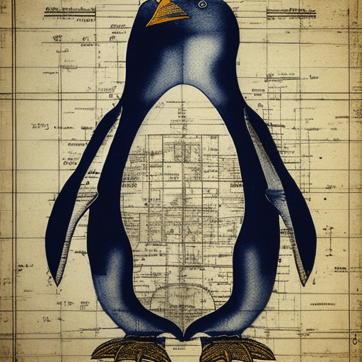 AI generated: penguin da vinci blueprint  --ar 10:16