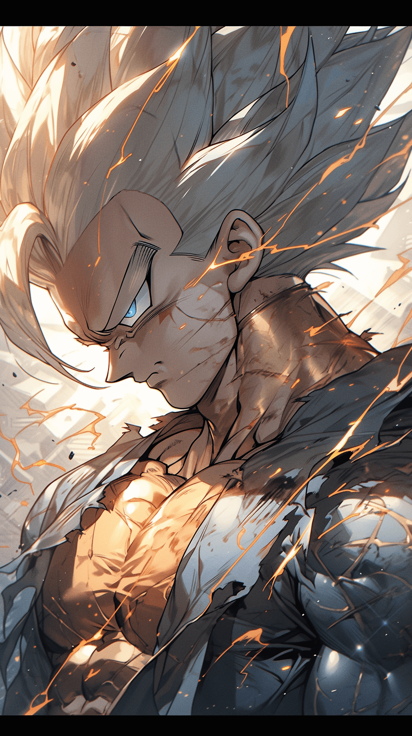 AI generated: dragon ball super wallpaper, in the style of dark yellow and dark beige, photo-realistic drawings, r...