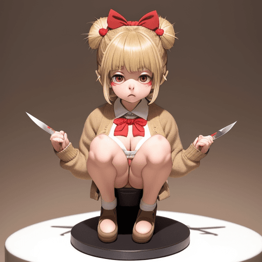 AI generated: ((Himiko toga,Cute)),(Best quality,Best lighting,Detailed) (Blonde hair,With buns) (wearing a light ...