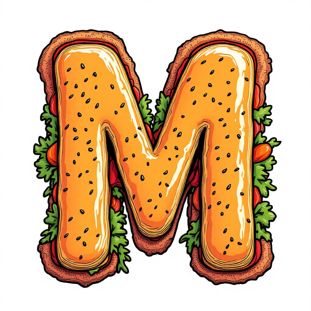 AI generated: Letter “M” in the style of a sub sandwich
