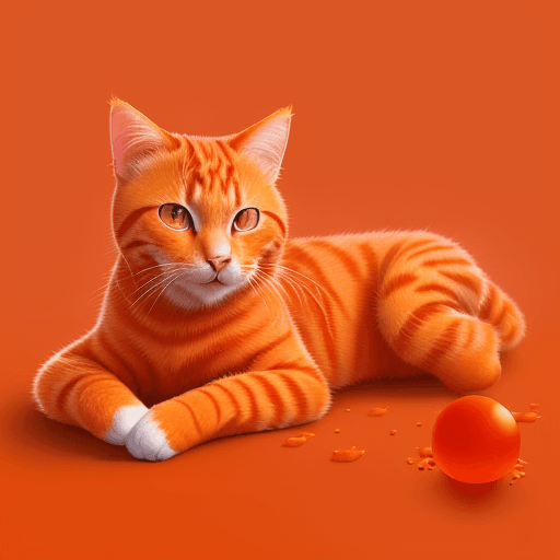AI generated: an orange cat smilling Lie down on the golden mountain, happy, new Chinese style,red background,test...