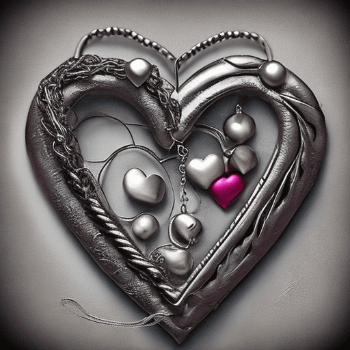 AI generated: Dibujo de un  corazon con cadenas estetica de los años 90 con efectos de desenfoque y brillo alredor...