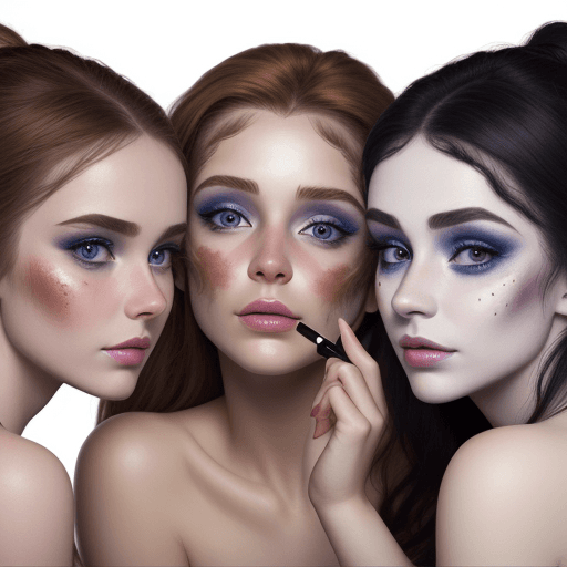 AI generated: photo of 3 beautiful Irish girls, applying makeup, realistic skin texture,
