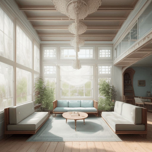 AI generated: High resolution photography interior design, dreamy sunken living room conversation pit, wooden floo...