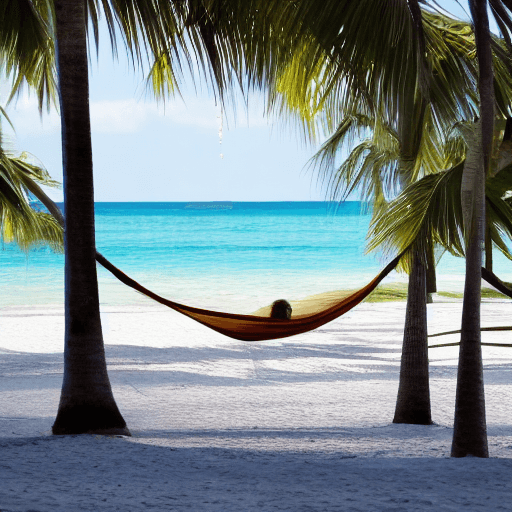 AI generated: High resolution stock photo capturing a golden Maldivian beach at dusk, a luxurious overwater bungal...