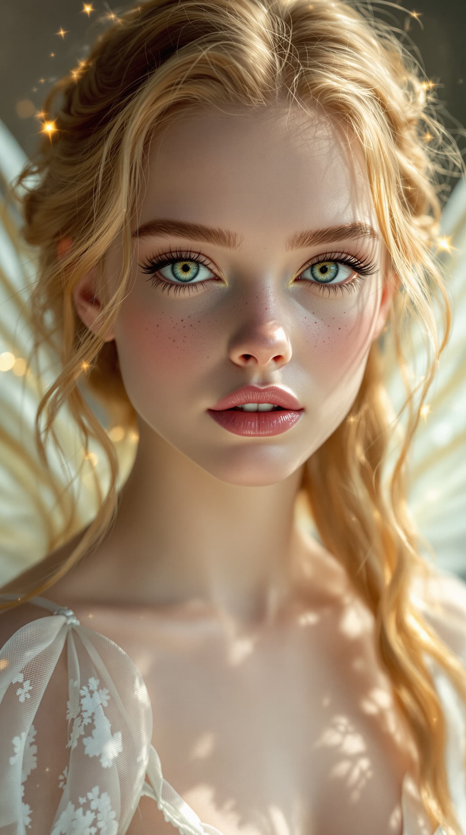 AI generated: A professional hyper-realistic portrayal of Elle Fanning, embodying the ethereal beauty, as the Gaud...