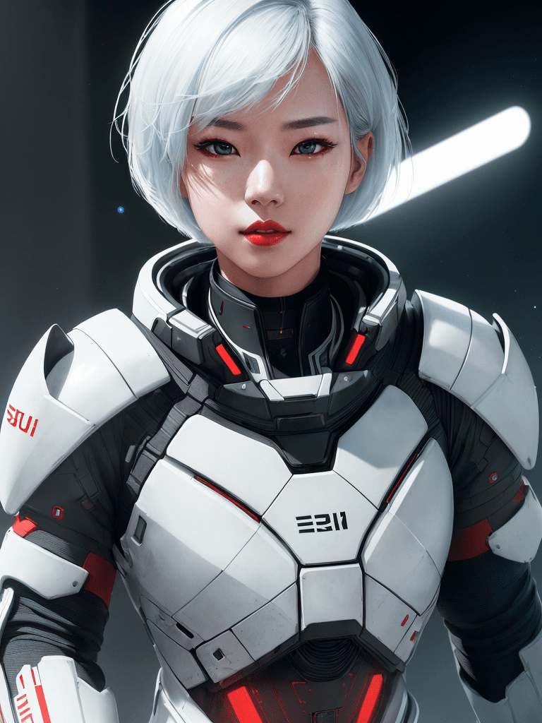 AI generated: (1girl, full body), (sci-fi action scene), Beautiful Korean woman, kpop idol, (wearing Mass Effect a...