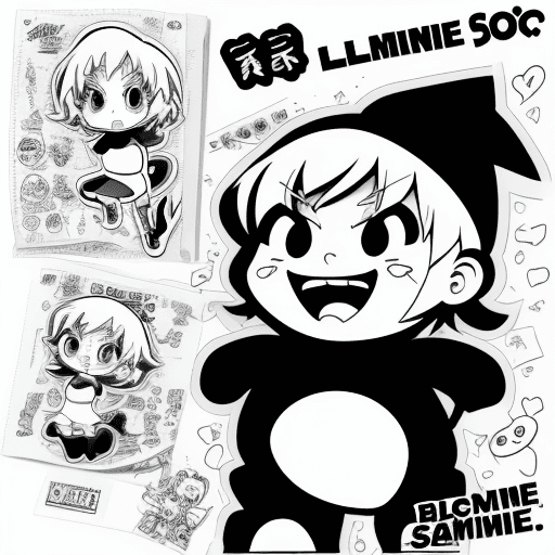 AI generated: Line graphic design cartoon, animeLine graphic design cartoon, anime,{{{{{{black and white style}}}}...
