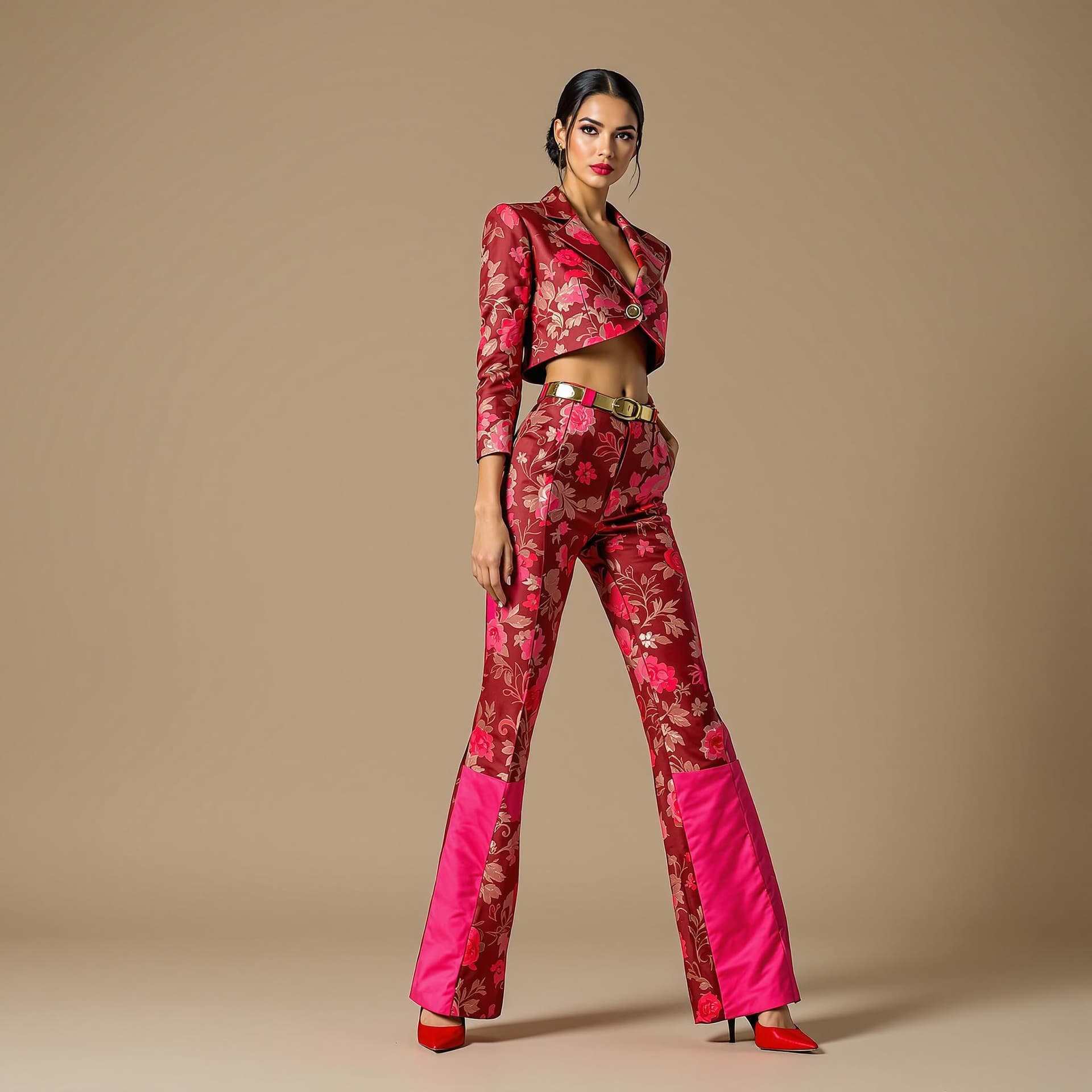 AI generated: Full-length portrait of a young adult woman, likely in their 20s, with a medium-toned complexion and...